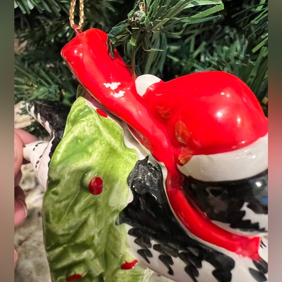 Vintage Kilban cat Christmas ornament jumping through wreath. - Picture 5 of 5